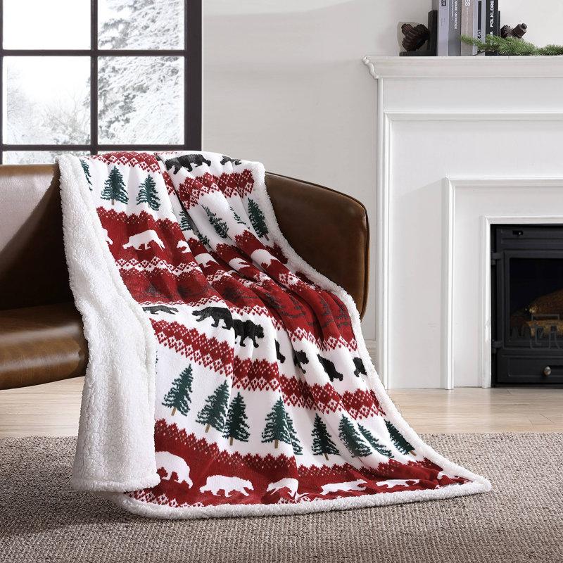 Wayfair Eddie Bauer Printed Plush Fleece/Sherpa Throw Blankets