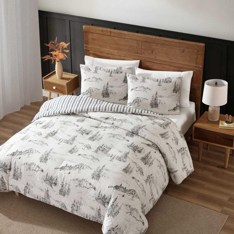 Wayfair Eddie Bauer Rocky Mountain Cabin Cotton Reversible Grey Comforter Set
