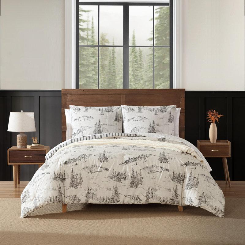 Wayfair Eddie Bauer Rocky Mountain Cabin Cotton Reversible Grey Comforter Set