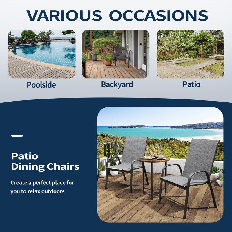 Wayfair Efthemia Stacking Patio Dining Armchair (Set Of 6)