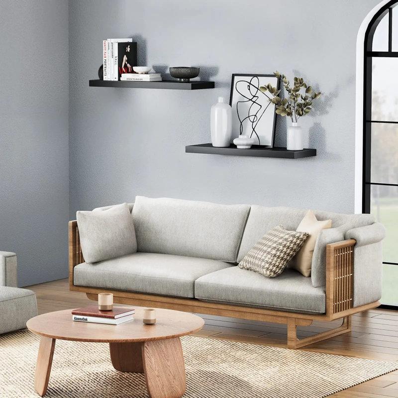 Wayfair Elbur Wide Wood Floating Shelves Wall Shelf Display Shelves For Bathroom/Kitchen/Bedroom/Living Room (Set Of 2)