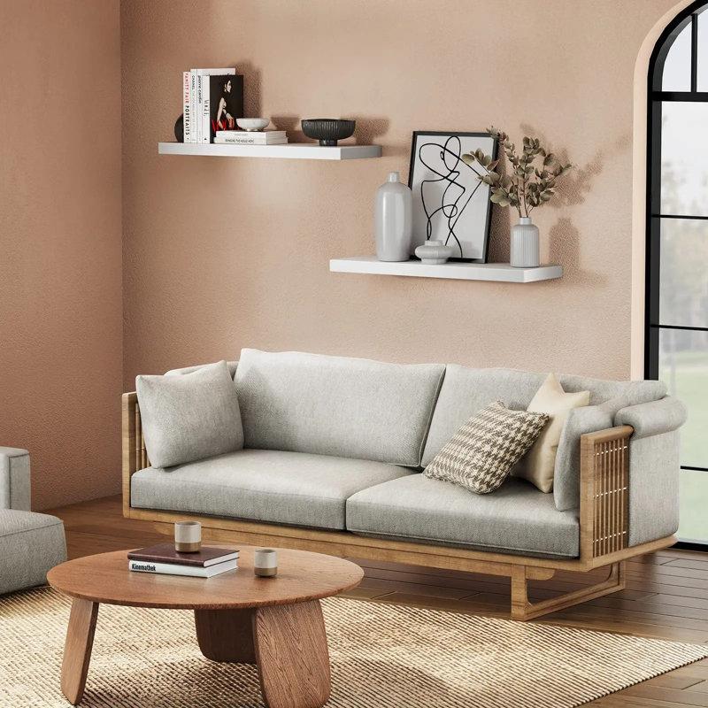 Wayfair Elbur Wide Wood Floating Shelves Wall Shelf Display Shelves For Bathroom/Kitchen/Bedroom/Living Room (Set Of 2)