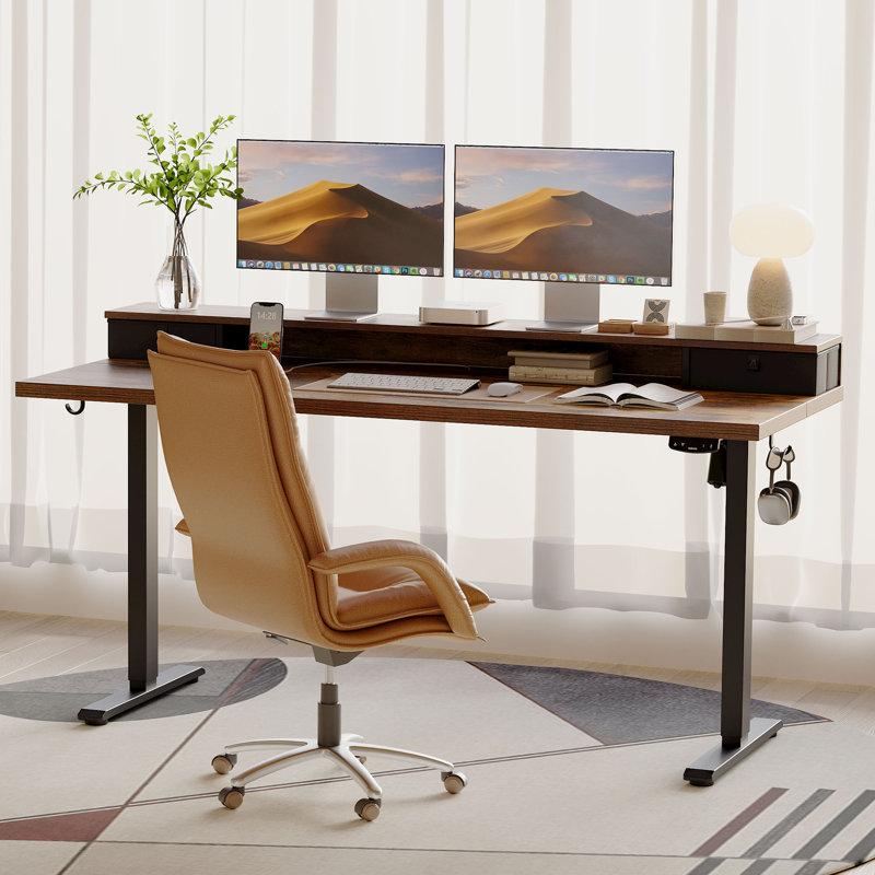 Wayfair Electric Height Adjustable Standing Desk With Drawers