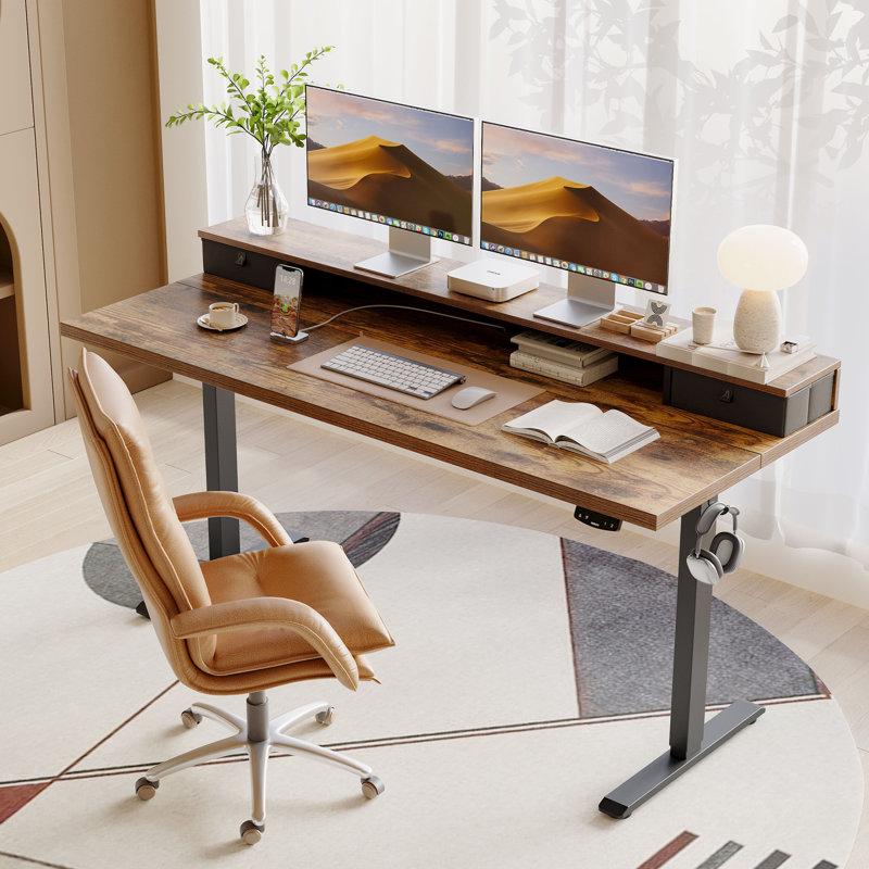 Wayfair Electric Height Adjustable Standing Desk With Drawers