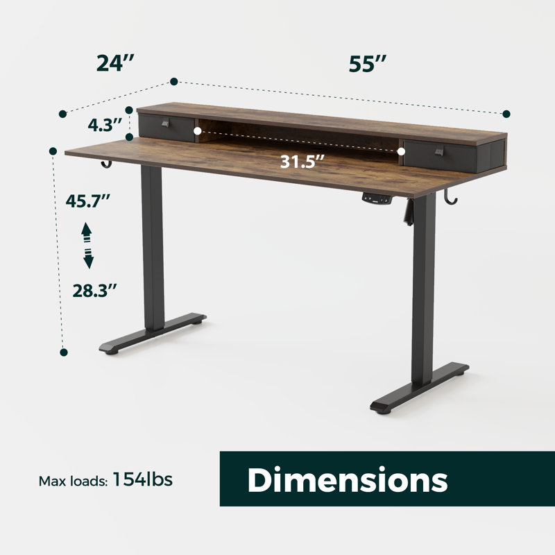 Wayfair Electric Height Adjustable Standing Desk With Drawers
