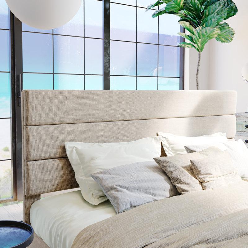 Wayfair Elison Platform Bed With Fabric Upholstered Headboard And Wooden Slats