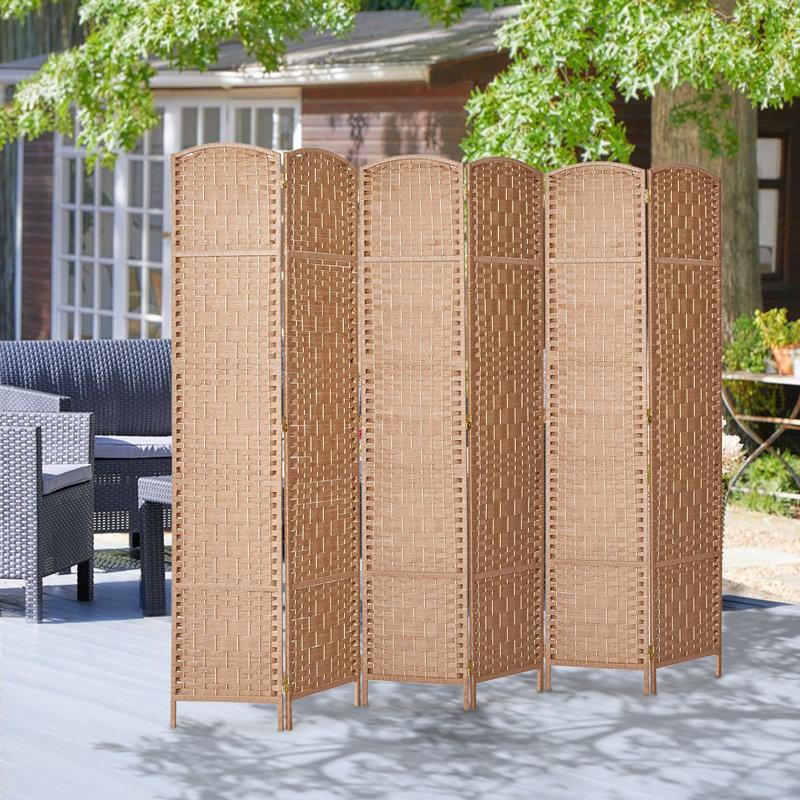 Wayfair Elmina 6 Ft Folding Room Divider Privacy Screen Home Decor Diamond Weave Fiber Double Hinges