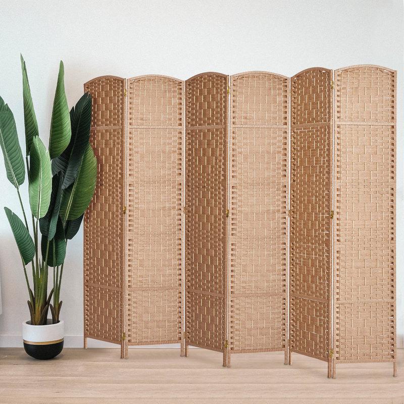 Wayfair Elmina 6 Ft Folding Room Divider Privacy Screen Home Decor Diamond Weave Fiber Double Hinges