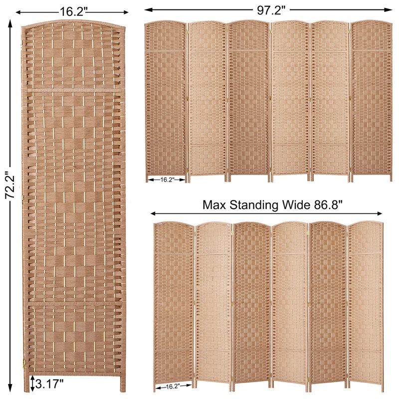 Wayfair Elmina 6 Ft Folding Room Divider Privacy Screen Home Decor Diamond Weave Fiber Double Hinges