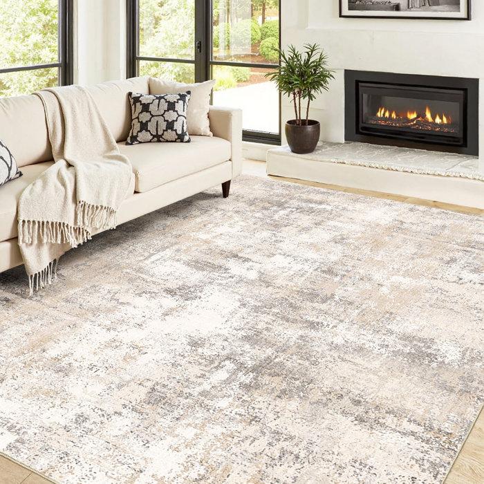 Wayfair Elroy Modern Abstract Machine Washable Area Rug With Non-Slip Rubber Backing