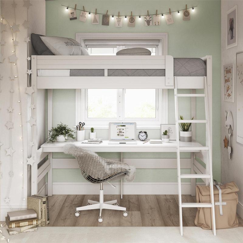 Wayfair Everiz Twin Solid Wood Loft Bed with Built-in-Desk by Isabelle & Max™