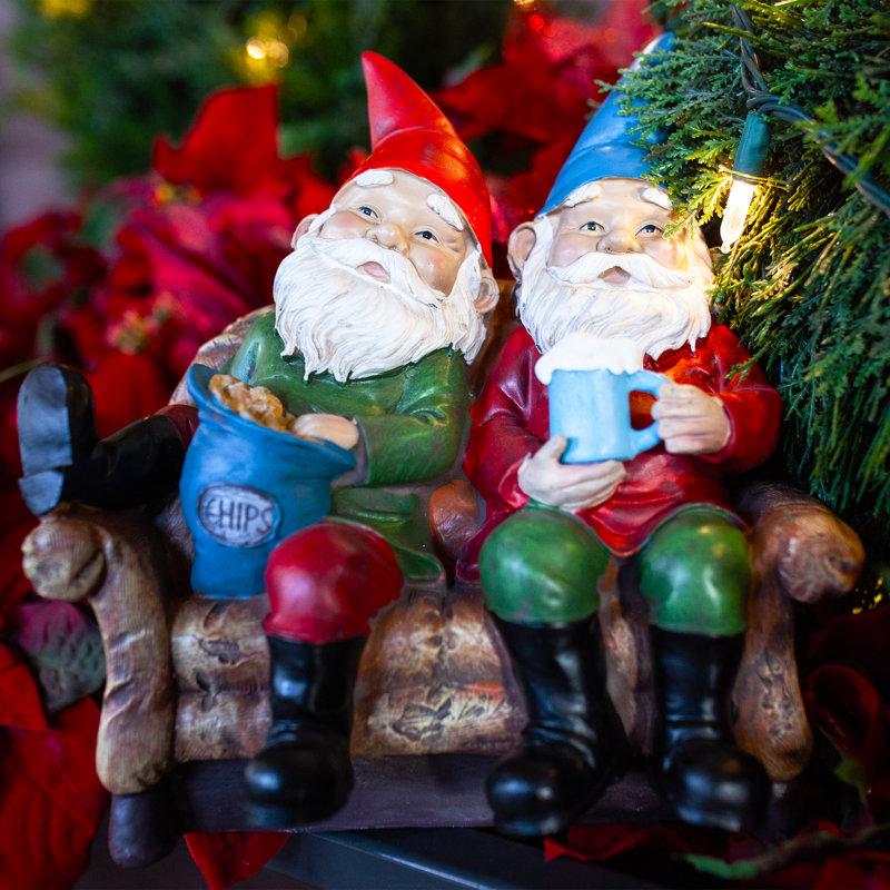 Wayfair Exhart Solar Good Time Lazy Couch Potato Gnomes Eating Chips And Drinking Beer Garden Statue 10 Inch