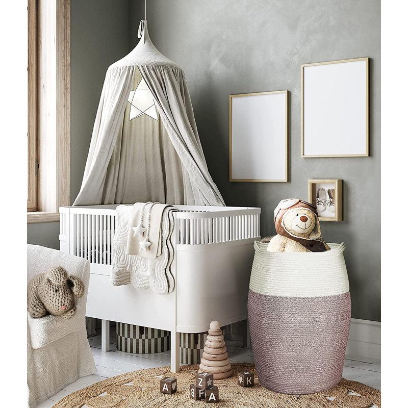 Wayfair Extra Large White And Beige Woven Eco Friendly Cotton Rope 26" X 19" Hamper