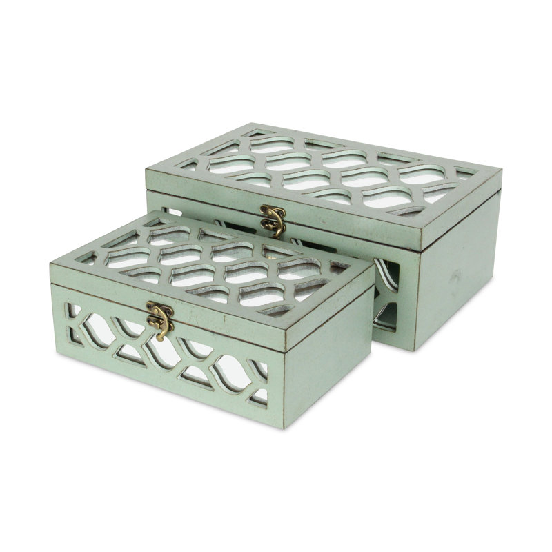 Wayfair Eziah 2 Piece Fir Wood Wood Decorative Box Set