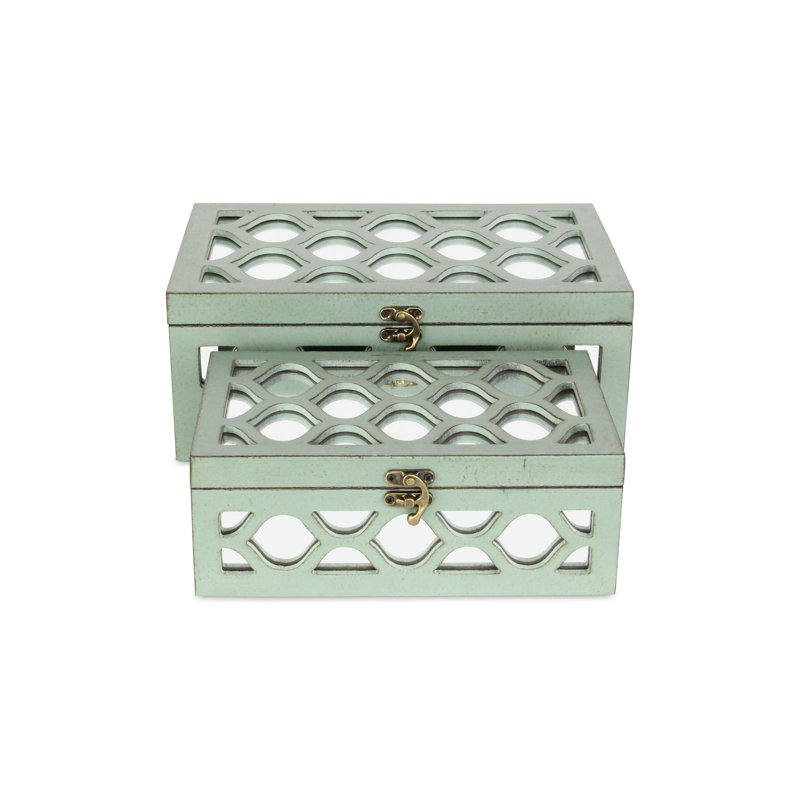 Wayfair Eziah 2 Piece Fir Wood Wood Decorative Box Set