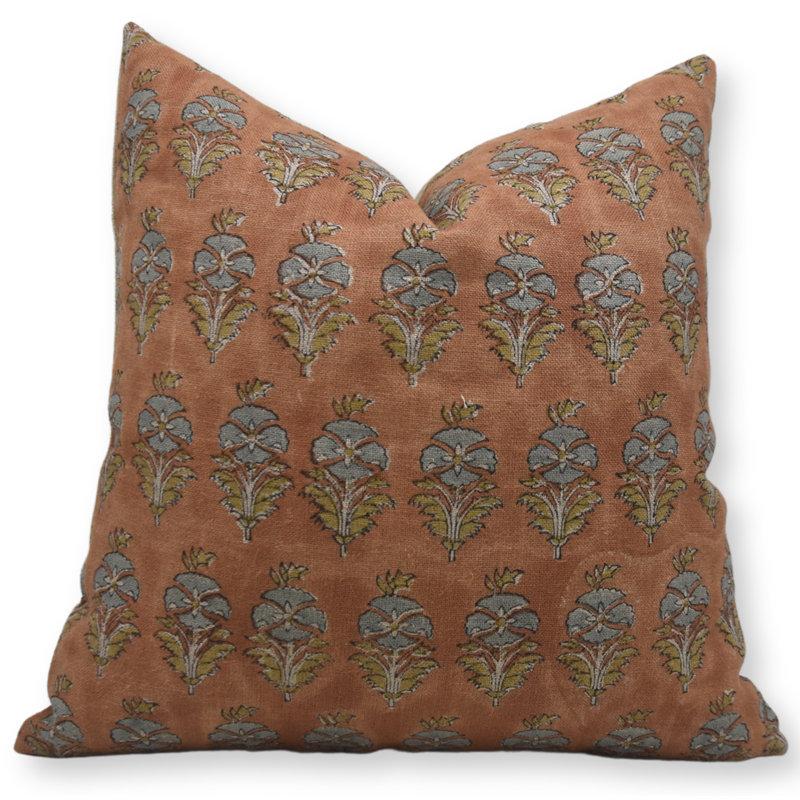 Wayfair Fabdivine Handcrafted Block Print Linen Pillow Covers for Living Room & Bedroom - Mor Mukut