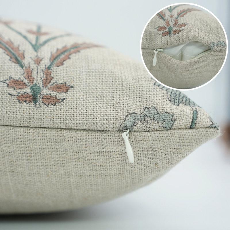 Wayfair Fabdivine Sustainable Handmade Linen Pillow Cover Elegant Block Print Home Accent - Amitabh