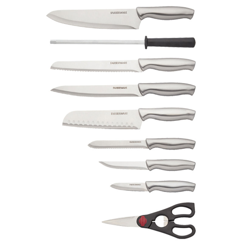 Wayfair Farberware 15-Piece High Carbon Stainless Steel Knife Block Set