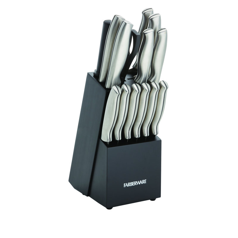 Wayfair Farberware 15-Piece High Carbon Stainless Steel Knife Block Set