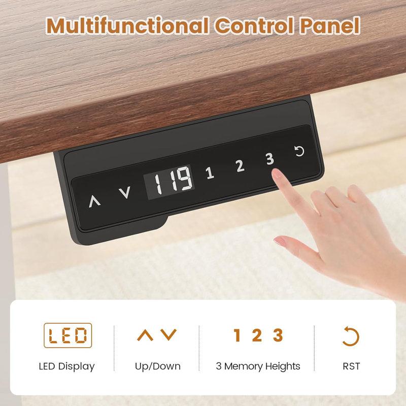 Wayfair Farmhouse L Shaped Standing Desk 55 Inch Height Adjustable Corner Desk With Storage Drawers Standing Computer Desks With Power Outlets For Home Office