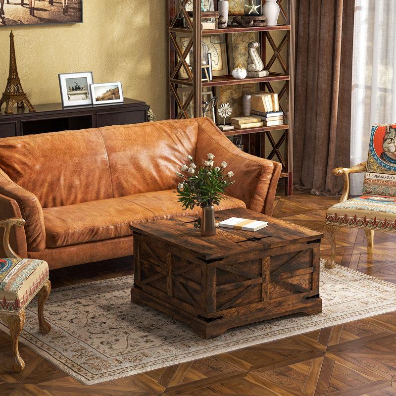 Wayfair Farmhouse Square Storage Coffee Table With Hinged Lift Top For Living Room