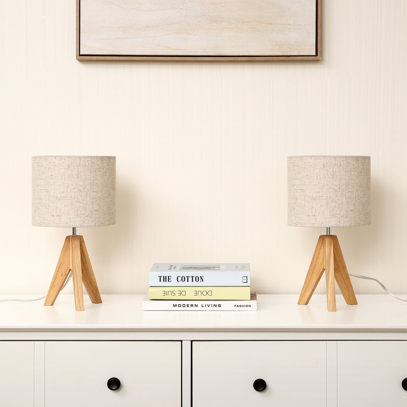 Wayfair Fidel Solid Wood Tripod Table Lamp (Set Of 2)