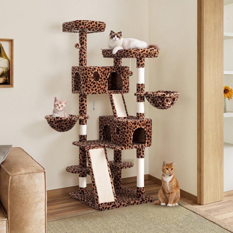 Wayfair Filey 65.7'' H Carpet Cat Tree Condos and Scratching Posts Included with Platforms and Hammock