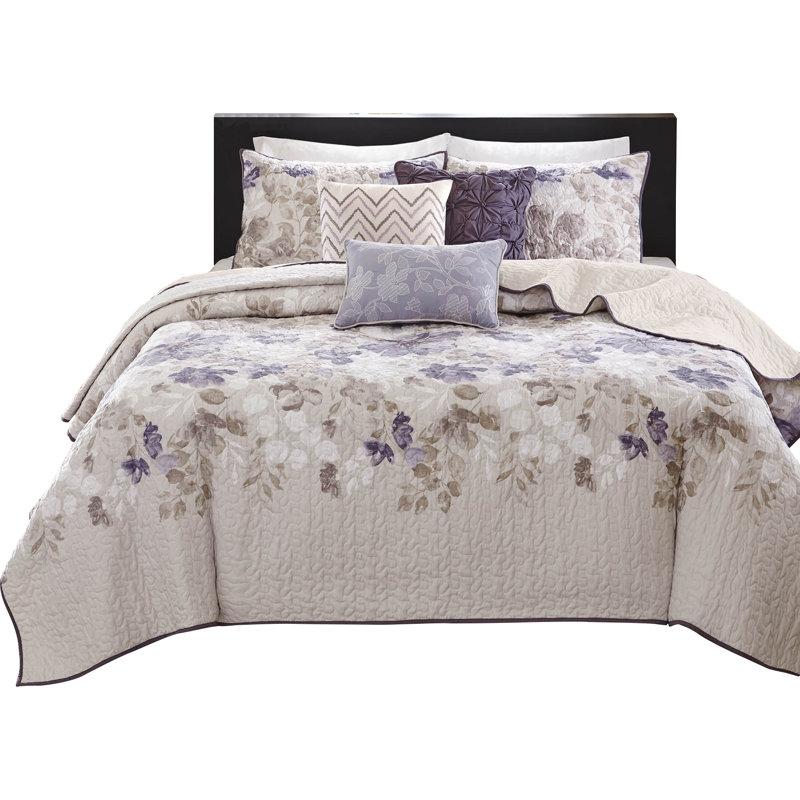 Wayfair Floral 6 Piece Quilt Set With Throw Pillows