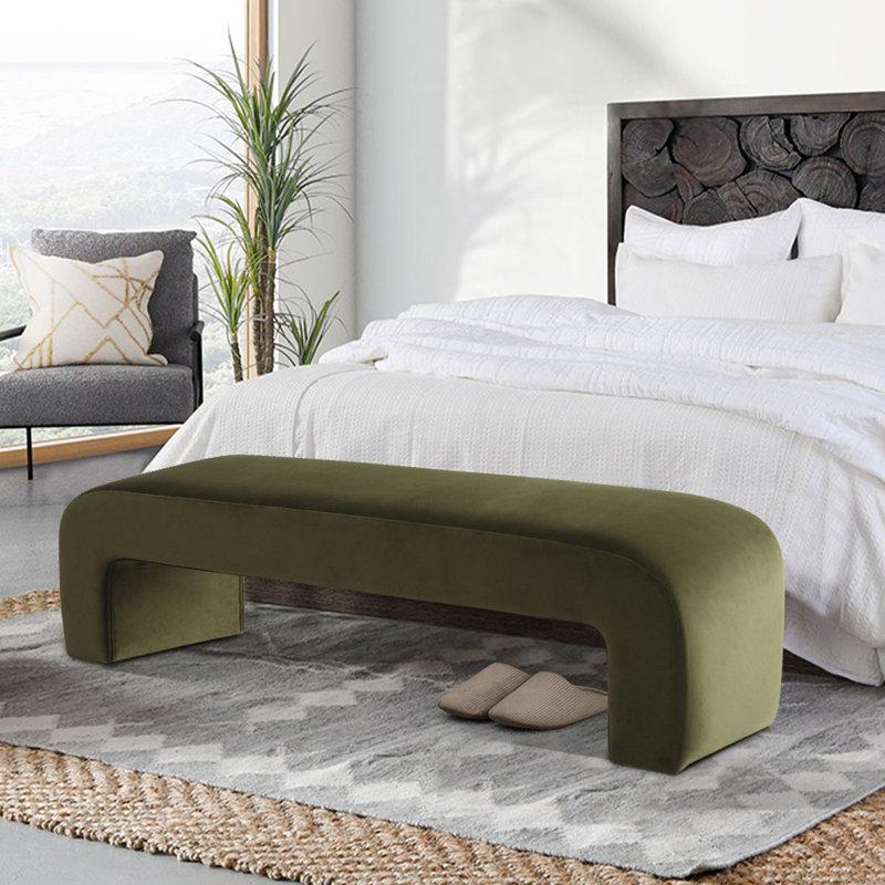 Wayfair Floranda 60" Fully Velvet Upholstered Waterfall Entryway Bedroom Bench