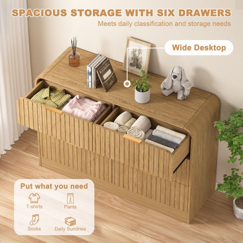 Wayfair Fluted Rounded Corner 6-drawer Dresser Organizer