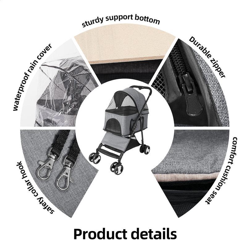 Wayfair Foldable Pet Stroller With Detachable Carrier