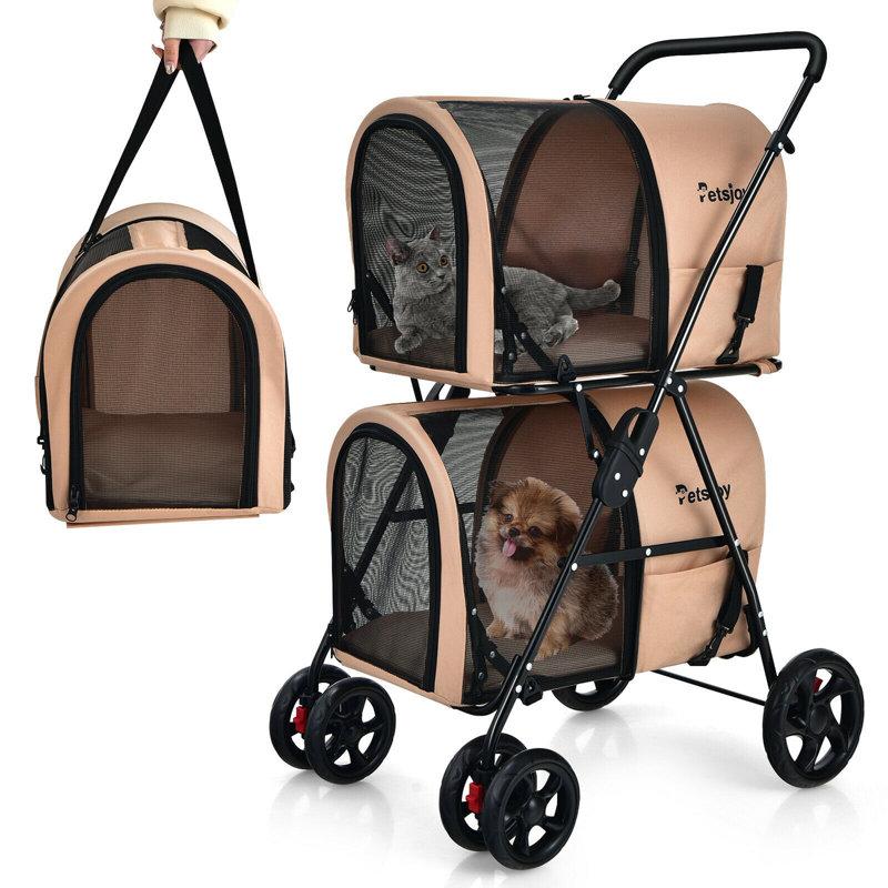 Wayfair Foldable Pet Stroller With Detachable Carrier
