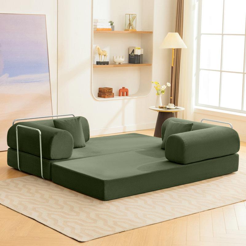 Wayfair Foldable Three Person Fabric Sofa Bed High Rebound Density Sponge Sofa