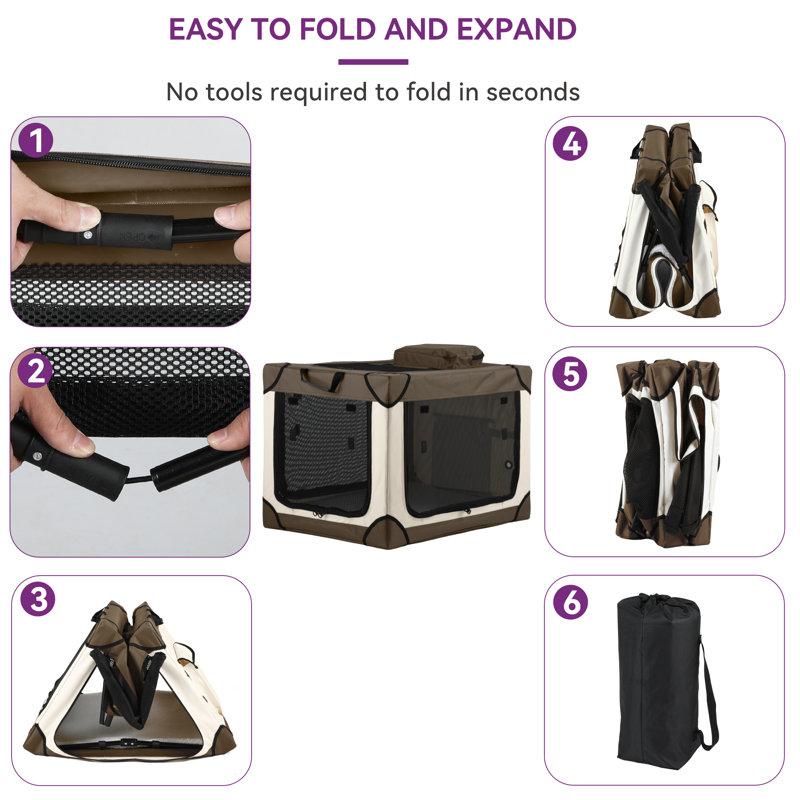 Wayfair Folding Soft Dog Crate 4-Door Portable Travel Dog Crate With Scratch-Resistant Mesh Windows For Indoor And Outdoor Use