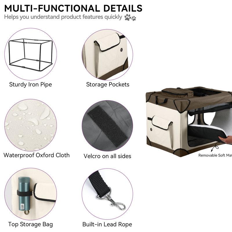 Wayfair Folding Soft Dog Crate 4-Door Portable Travel Dog Crate With Scratch-Resistant Mesh Windows For Indoor And Outdoor Use