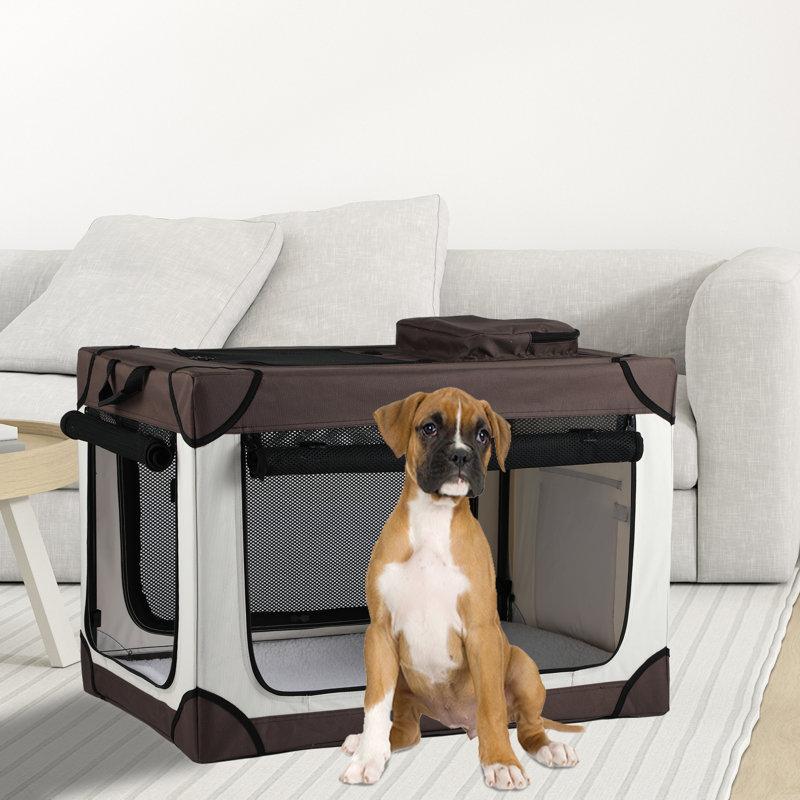 Wayfair Folding Soft Dog Crate 4-Door Portable Travel Dog Crate With Scratch-Resistant Mesh Windows for Indoor And Outdoor Use