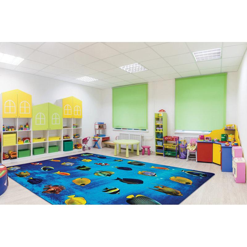 Wayfair Friendly Fish Photo Printed Seating Tufted Blue/Green Area Rug