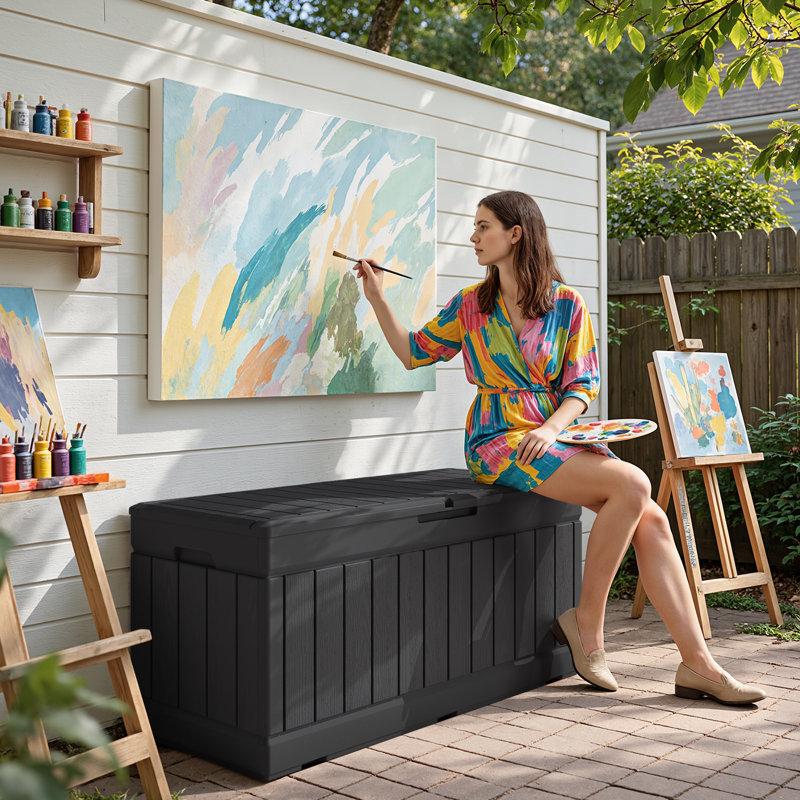 Wayfair Furmax 45.3'' W 82 Gallons Water Resistant Lockable Deck Box