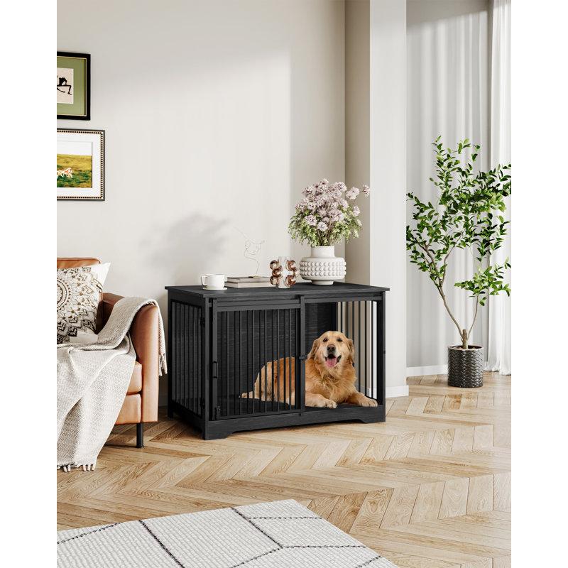 Wayfair Furniture Style Dog Crate Heavy-Duty Dog Kennels With Sliding Barn Door Wooden Dog House For Small/Medium/Large Dogs End Side Table TV Stand
