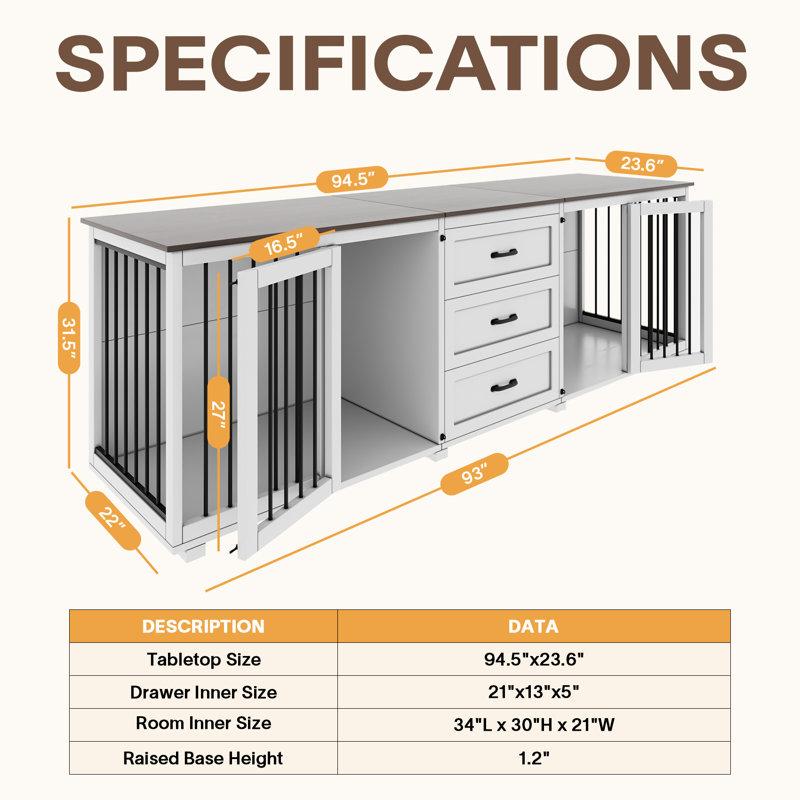 Wayfair Furniture Style Wooden Dog Crate With 3 Drawers