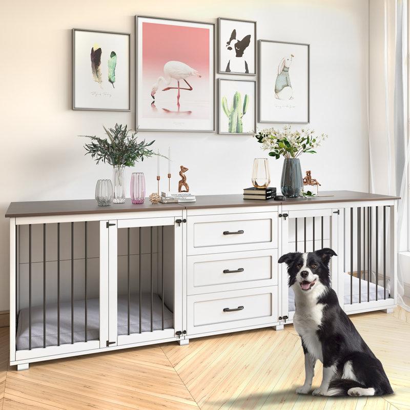 Wayfair Furniture Style Wooden Dog Crate With 3 Drawers