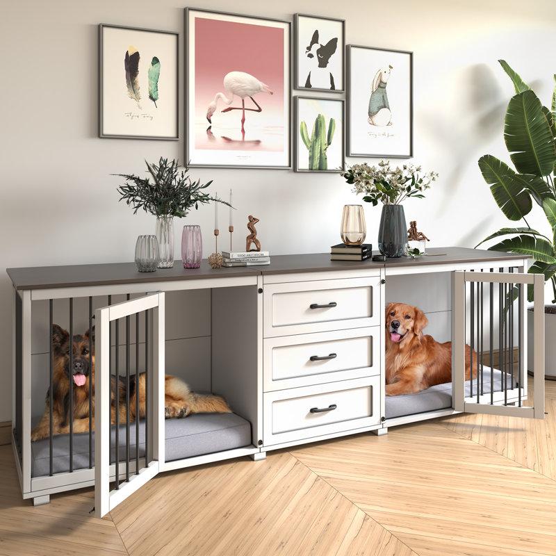 Wayfair Furniture Style Wooden Dog Crate With 3 Drawers
