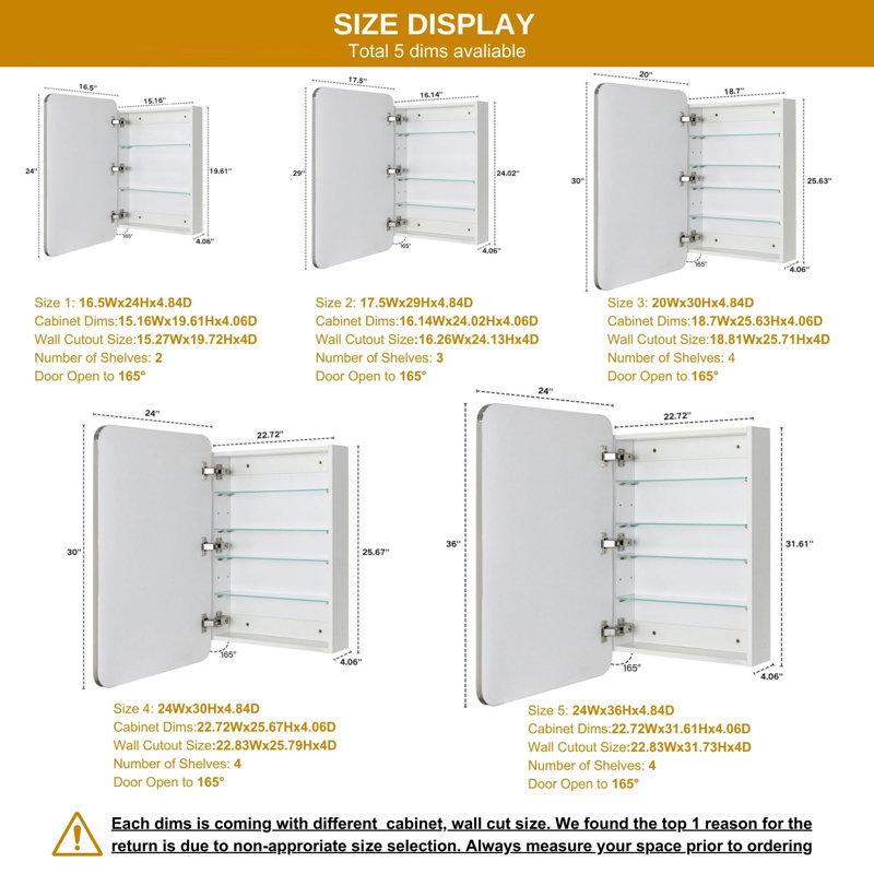 Wayfair Garnes Recessed Or Surface Mount Framed Medicine Cabinet With Adjustable Shelves