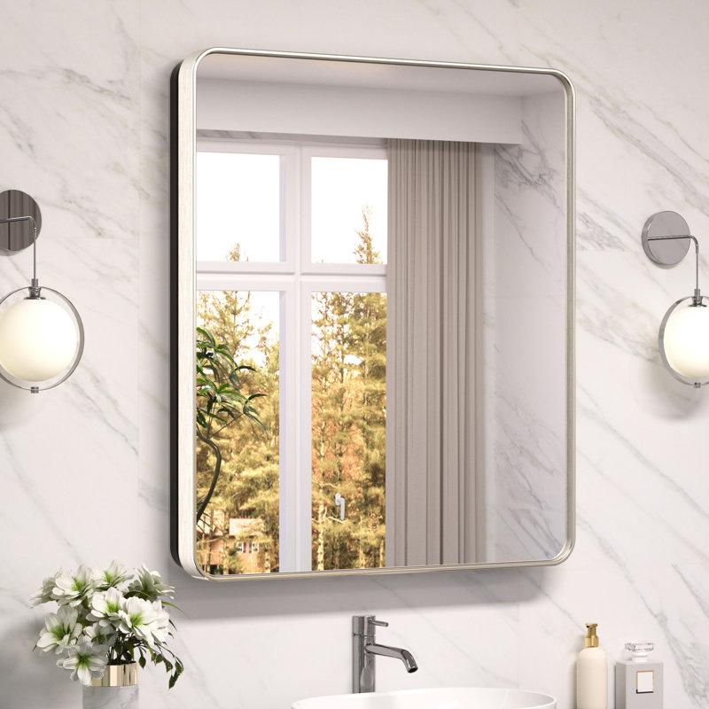 Wayfair Gervon Rectangle Recessed or Surface Medicine Cabinet with Shelves and Mirror