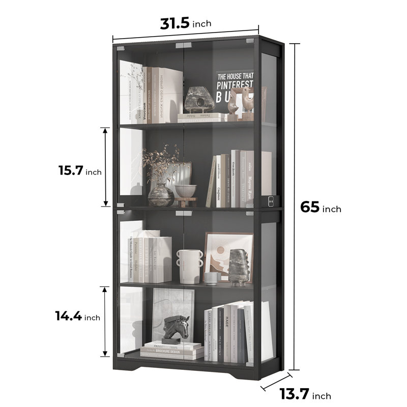 Wayfair Glass Display Cabinet Curio Cabinet Bookcase With 3 Color LED Lights Black