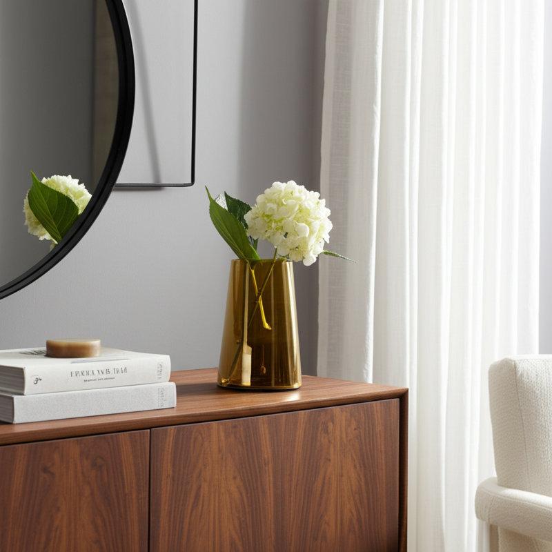 Wayfair Glass Vase Glass Sleek Contemporary Silhouette With Modern Tapered Design And Smooth Minimalist Form For Decorative Display