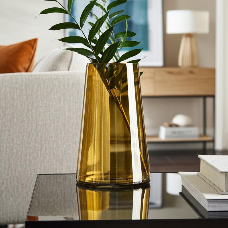 Wayfair Glass Vase Glass Sleek Contemporary Silhouette With Modern Tapered Design And Smooth Minimalist Form For Decorative Display