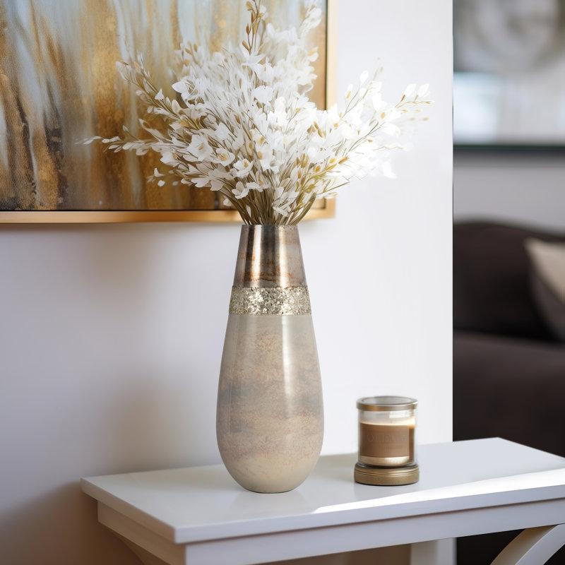 Wayfair Glass Vase With Elegant Glam Design And Decorative Textured Accent For A Stylish Modern Look