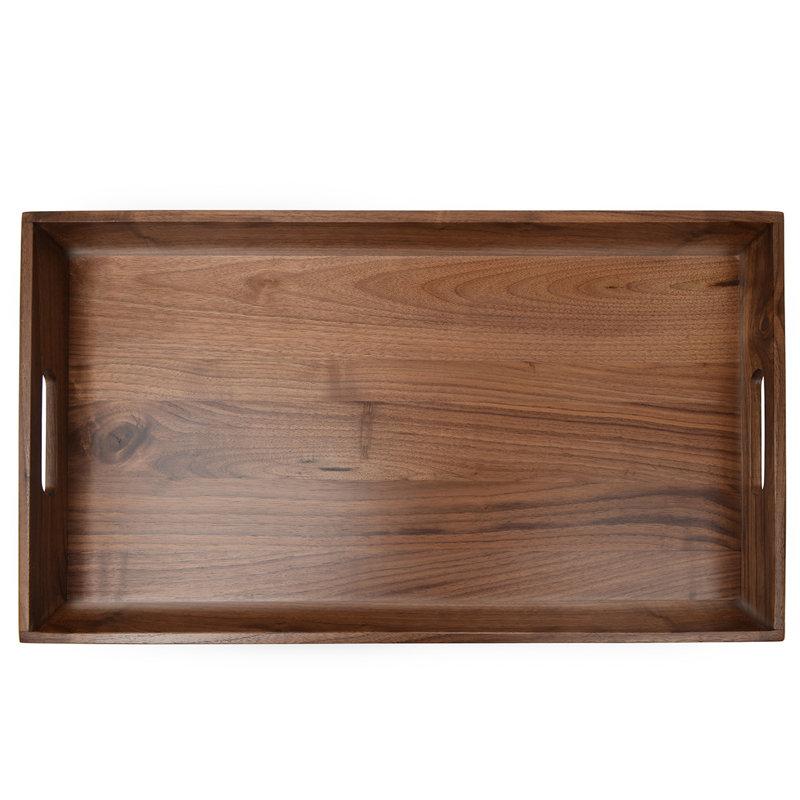 Wayfair Glaude Rectangle Black Walnut Solid Wood Serving Tray Ottoman Tray