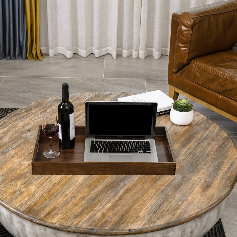 Wayfair Glaude Rectangle Black Walnut Solid Wood Serving Tray Ottoman Tray